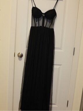 Elegant Black Maxi Dress with Sheer Bodice